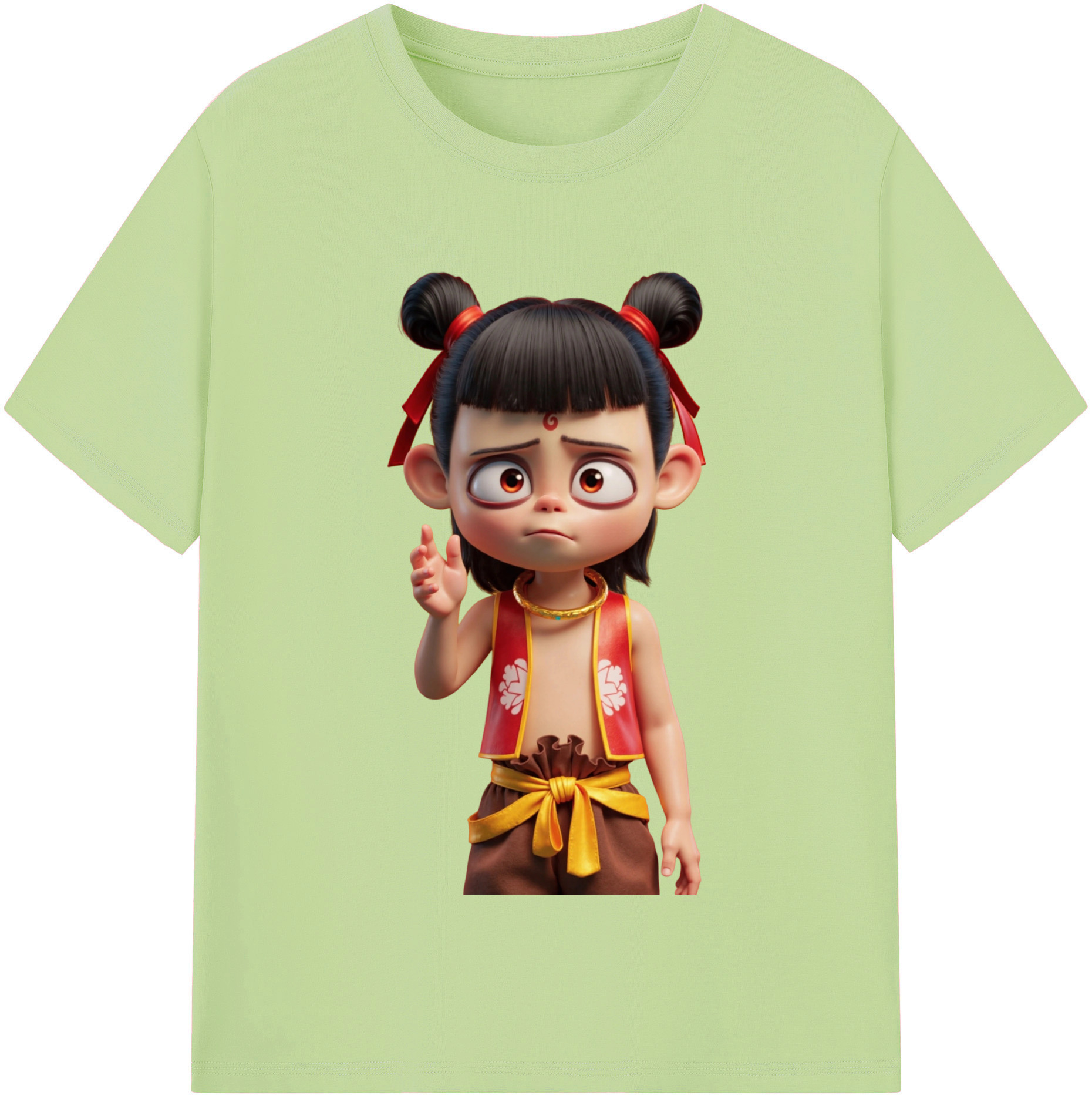 （画像用） Ne Zha 2 ナタ 魔童の大暴れ 綿100％半袖Tシャツ（フロントプリント）
